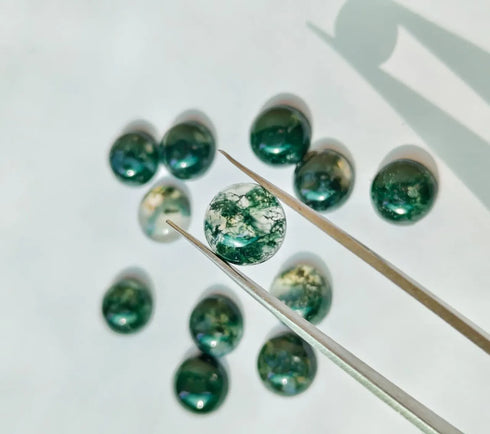 Natural Green Moss Agate Round Gemstone For Jewelry, High Quality Moss Agate Gemstone, Wholesale Price shop Moss Agate Cabochons, for Gift
