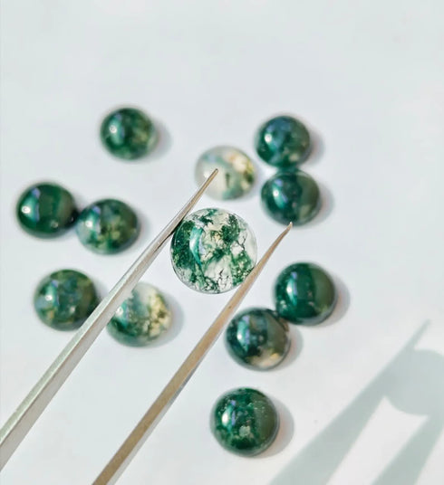 Natural Green Moss Agate Round Gemstone For Jewelry, High Quality Moss Agate Gemstone, Wholesale Price shop Moss Agate Cabochons, for Gift