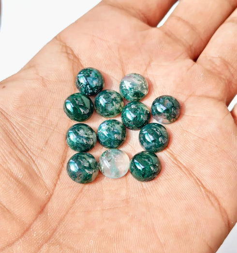Natural Green Moss Agate Round Gemstone For Jewelry, High Quality Moss Agate Gemstone, Wholesale Price shop Moss Agate Cabochons, for Gift
