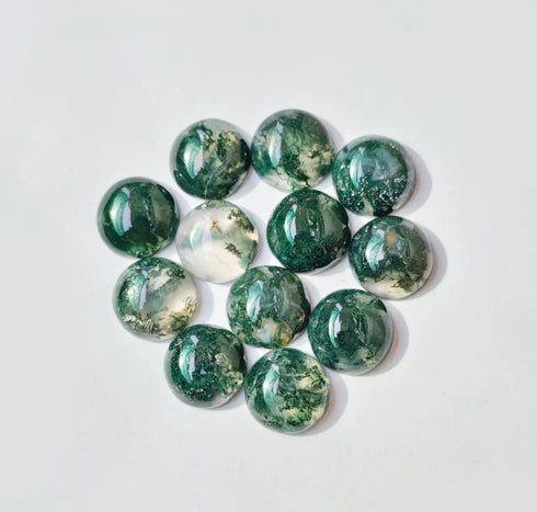 Natural Green Moss Agate Round Gemstone For Jewelry, High Quality Moss Agate Gemstone, Wholesale Price shop Moss Agate Cabochons, for Gift