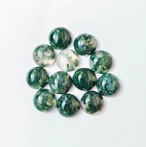 Natural Green Moss Agate Round Gemstone For Jewelry, High Quality Moss Agate Gemstone, Wholesale Price shop Moss Agate Cabochons, for Gift