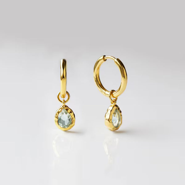 Green Amethyst Hoop Earrings: 14k Gold Vermeil, Sterling Silver