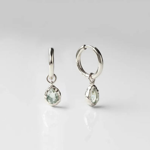 Green Amethyst Hoop Earrings: 14k Gold Vermeil, Sterling Silver
