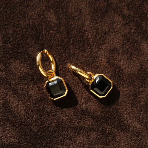 Minimalist Smoky Quartz Huggies, Everyday Stacking Hoop Earrings Gold, Unique Crystal Spike Drop Hoops, Trendy Gift Ideas BFF Sister Niece