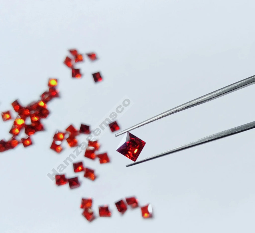 Cubic Zirconia AAA Quality Cubic Zirconia Square shape Garnet Red Color CZ Loose Stones (1mm - 10mm) Zirconia