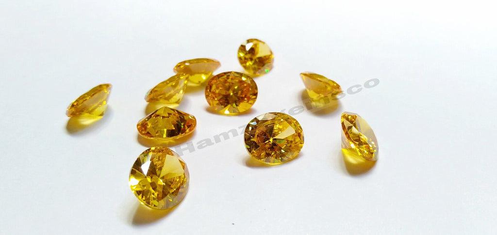 Cubic Zirconia AAA Quality Cubic Zirconia Oval Shape Yellow Color CZ Loose Stones (2x4mm - 15x20mm) Zirconia