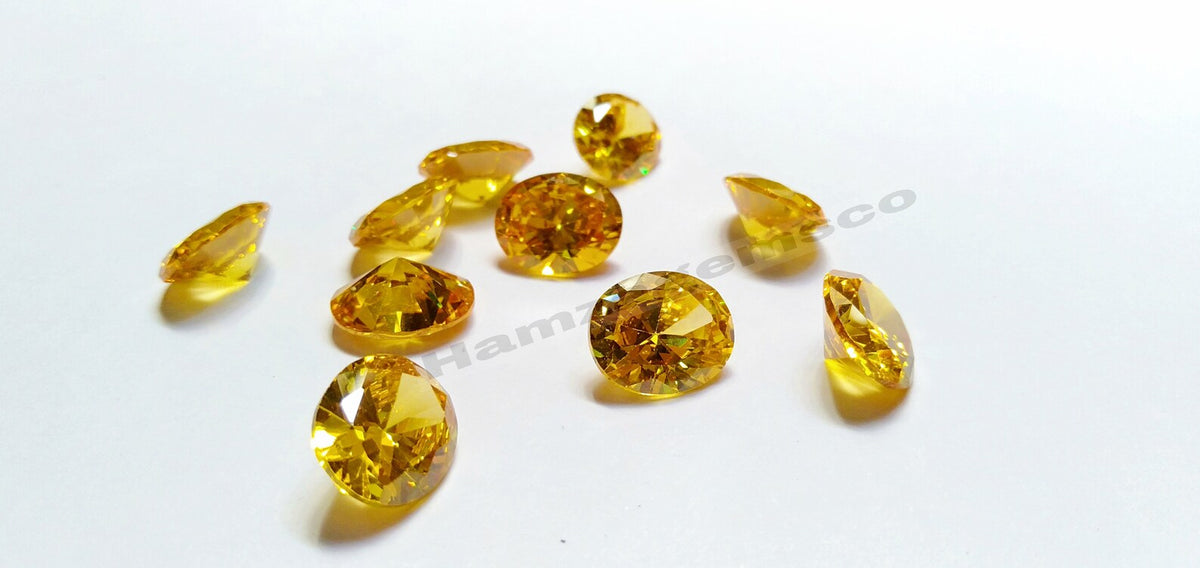 Cubic Zirconia AAA Quality Cubic Zirconia Oval Shape Yellow Color CZ Loose Stones (2x4mm - 15x20mm) Zirconia