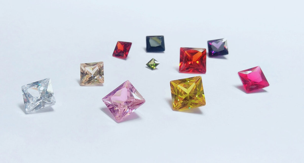 Cubic Zirconia 1PCS Per Color Total 10pcs AAA Quality Cubic Zirconia Square shape Multi 10-Colors CZ Loose Stones (3mm - 10mm)