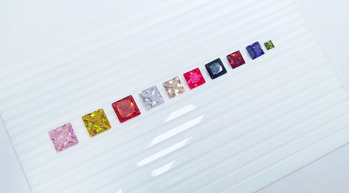 Cubic Zirconia 1PCS Per Color Total 10pcs AAA Quality Cubic Zirconia Square shape Multi 10-Colors CZ Loose Stones (3mm - 10mm)