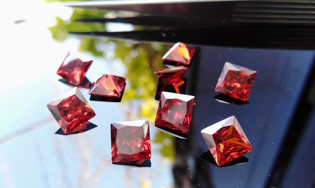 Cubic Zirconia AAA Quality Cubic Zirconia Square shape Garnet Red Color CZ Loose Stones (1mm - 10mm) Zirconia