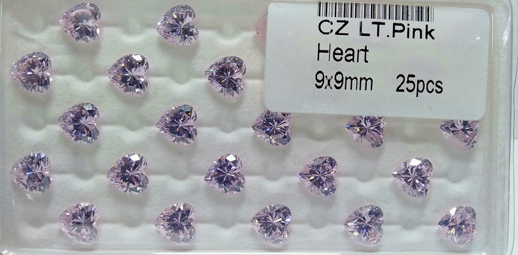 Cubic Zirconia AAA Quality Heart Shape Lite Pink Color CZ Loose Stones 9mm 25pcs