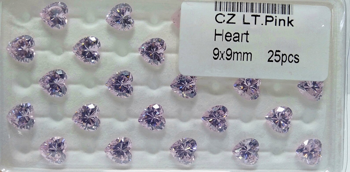 Cubic Zirconia AAA Quality Heart Shape Lite Pink Color CZ Loose Stones 9mm 25pcs
