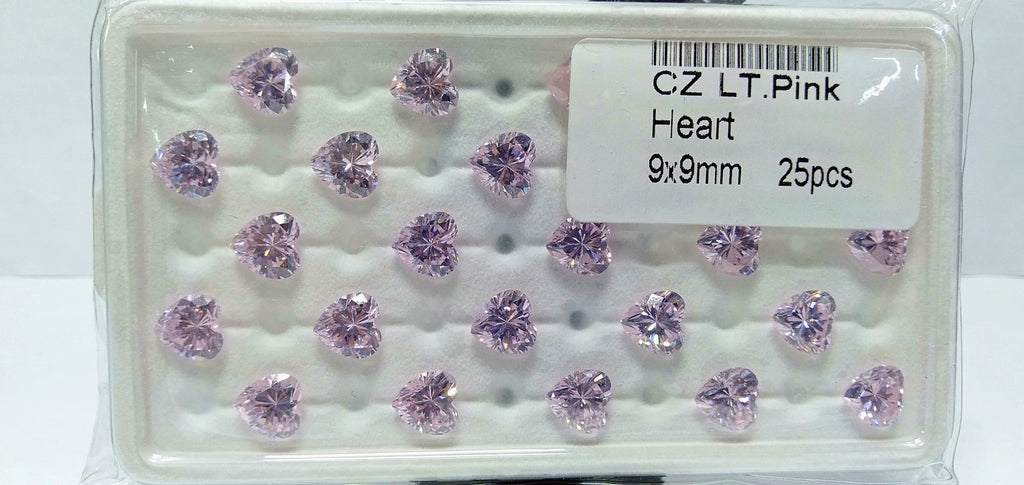 Cubic Zirconia AAA Quality Heart Shape Lite Pink Color CZ Loose Stones 9mm 25pcs