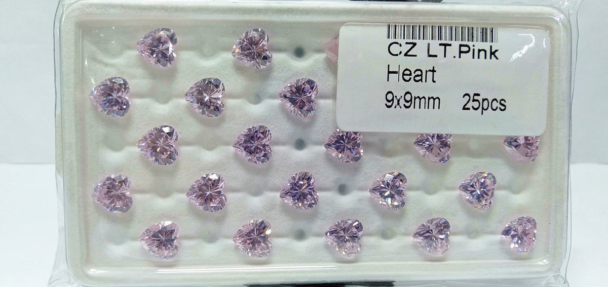 Cubic Zirconia AAA Quality Heart Shape Lite Pink Color CZ Loose Stones 9mm 25pcs