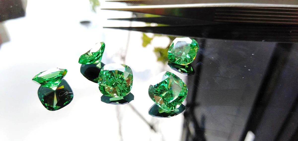 Cubic Zirconia AAA Quality Cubic Zirconia Cushion Shape Emerald Green Color CZ Loose Stones 6mm to 10mm Zirconia