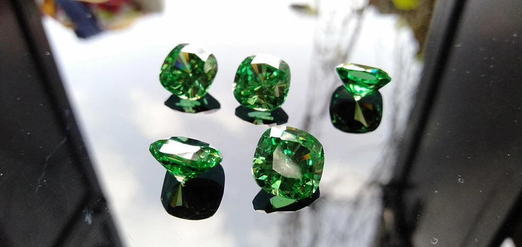 Cubic Zirconia AAA Quality Cubic Zirconia Cushion Shape Emerald Green Color CZ Loose Stones 6mm to 10mm Zirconia