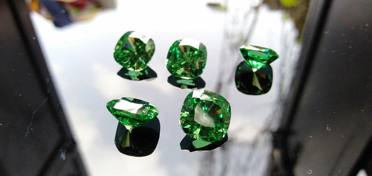 Cubic Zirconia AAA Quality Cubic Zirconia Cushion Shape Emerald Green Color CZ Loose Stones 6mm to 10mm Zirconia