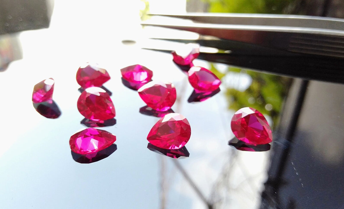 Cubic Zirconia AAA Quality Cubic Zirconia Pear Shape Ruby Pink Color CZ Loose Stones (2x4mm to 10x12mm) Cubic Zirconia