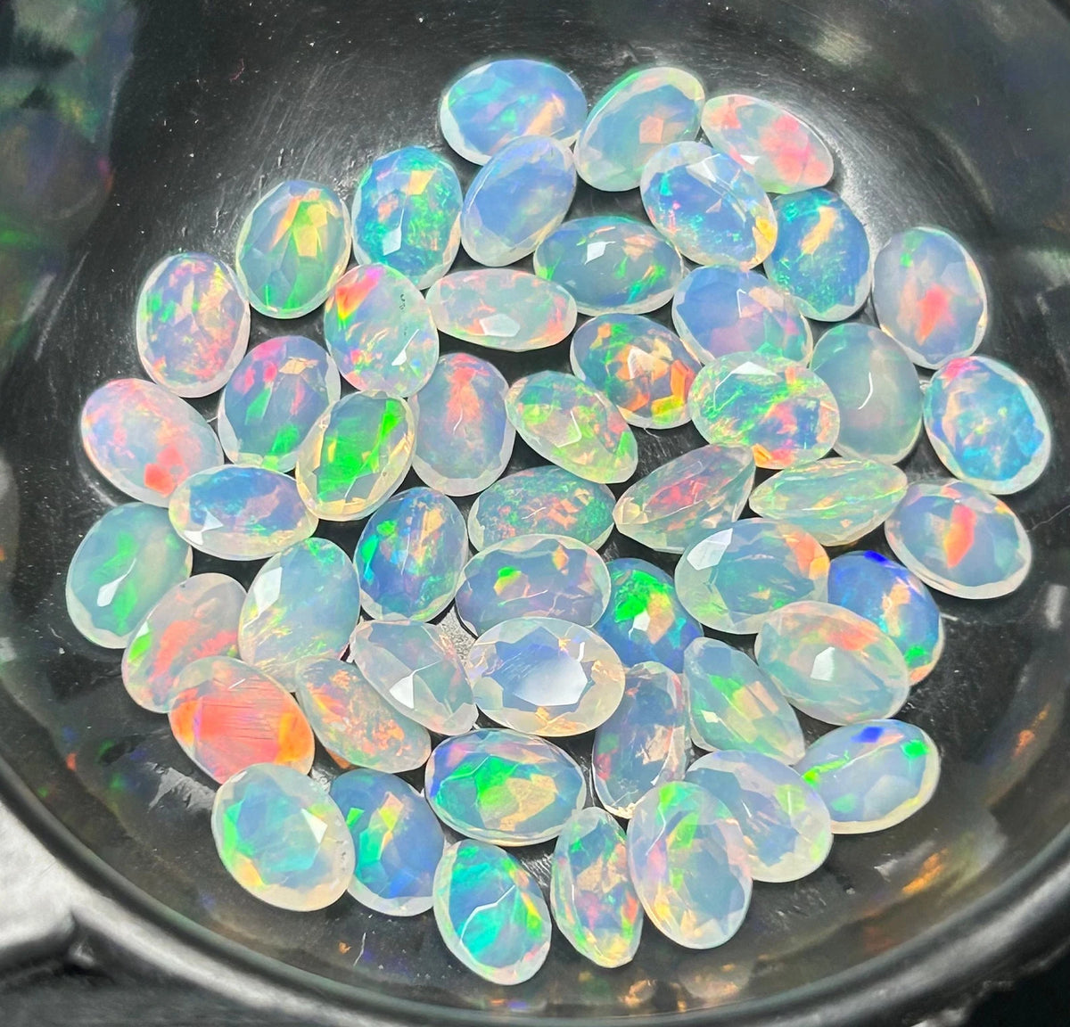 Opal Loose Stones,faceted White Opal, Natural Ethiopian Opal AAA+++ Quality Faceted Oval Shape,Welo Opal Making Jewelry,October Birthstone