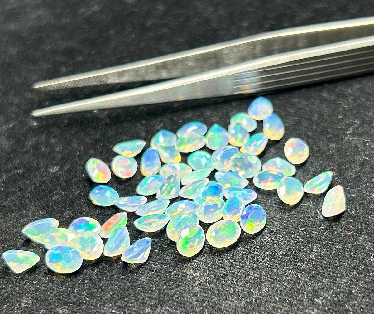 Opal Loose Stones,faceted White Opal, Natural Ethiopian Opal AAA+++ Quality Faceted Oval Shape,Welo Opal Making Jewelry,October Birthstone