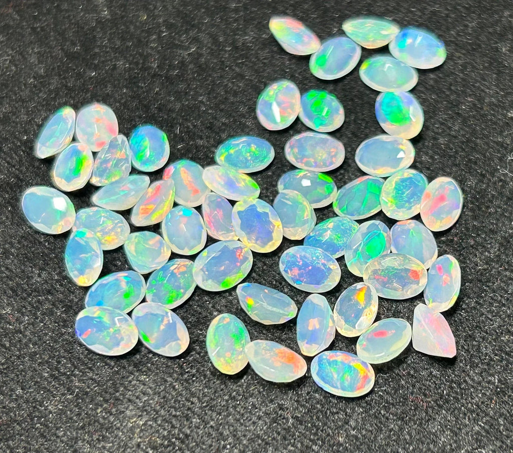 Opal Loose Stones,faceted White Opal, Natural Ethiopian Opal AAA+++ Quality Faceted Oval Shape,Welo Opal Making Jewelry,October Birthstone