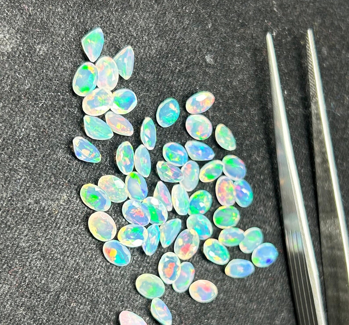 Opal AAA+++ Faceted Loose Gemstone Lot,oval White opal Natural Ethiopian Opal Faceted Oval Shape,Size 6x4mmto20x15mm October Birthstone,