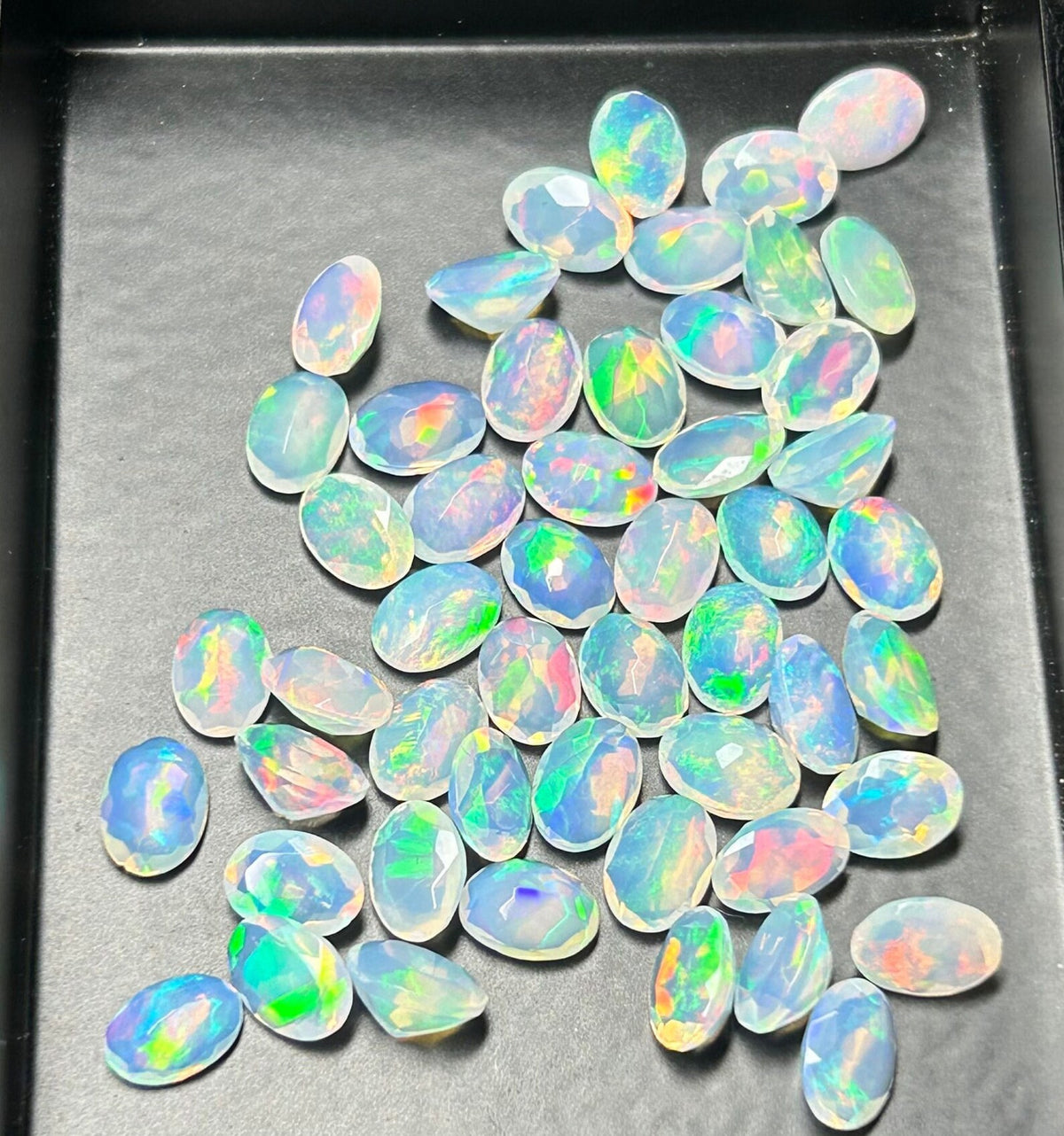 Opal AAA+++ Faceted Loose Gemstone Lot,oval White opal Natural Ethiopian Opal Faceted Oval Shape,Size 6x4mmto20x15mm October Birthstone,