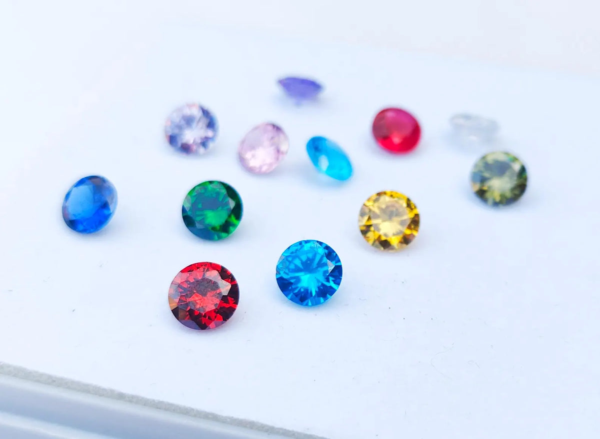 Birth Stones Cubic Zirconia AAA Quality 12 Colors Round shape, Jewelry making, Multi Color CZ 12 Stones Loose Stones (2mm - 10mm) zirconia