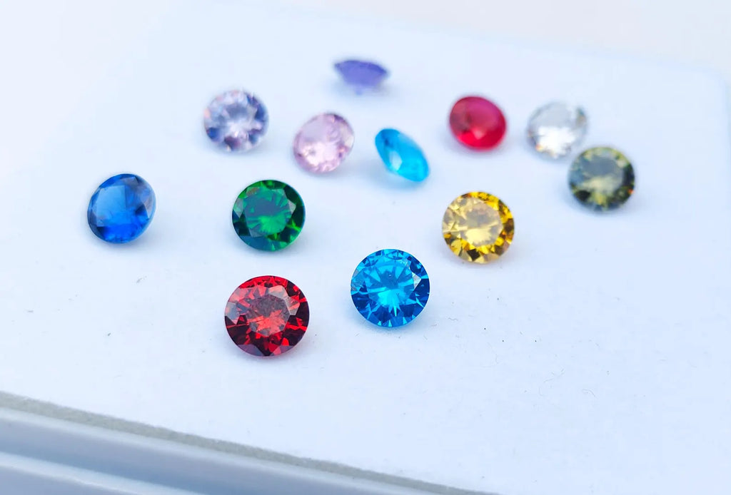 Birth Stones Cubic Zirconia AAA Quality 12 Colors Round shape, Jewelry making, Multi Color CZ 12 Stones Loose Stones (2mm - 10mm) zirconia