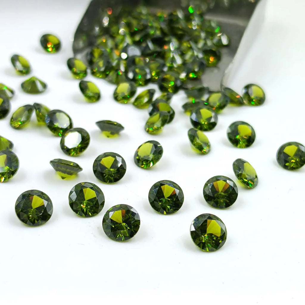 AAA Peridot Green Cubic Zirconia: Round Loose Gemstone (0.5mm - 15mm)