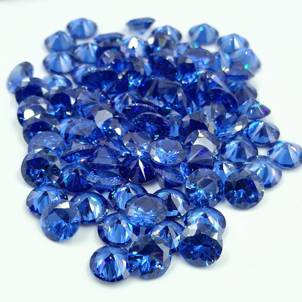 AAA Cubic Zirconia: Round Blue Sapphire CZ Gemstone (8mm)