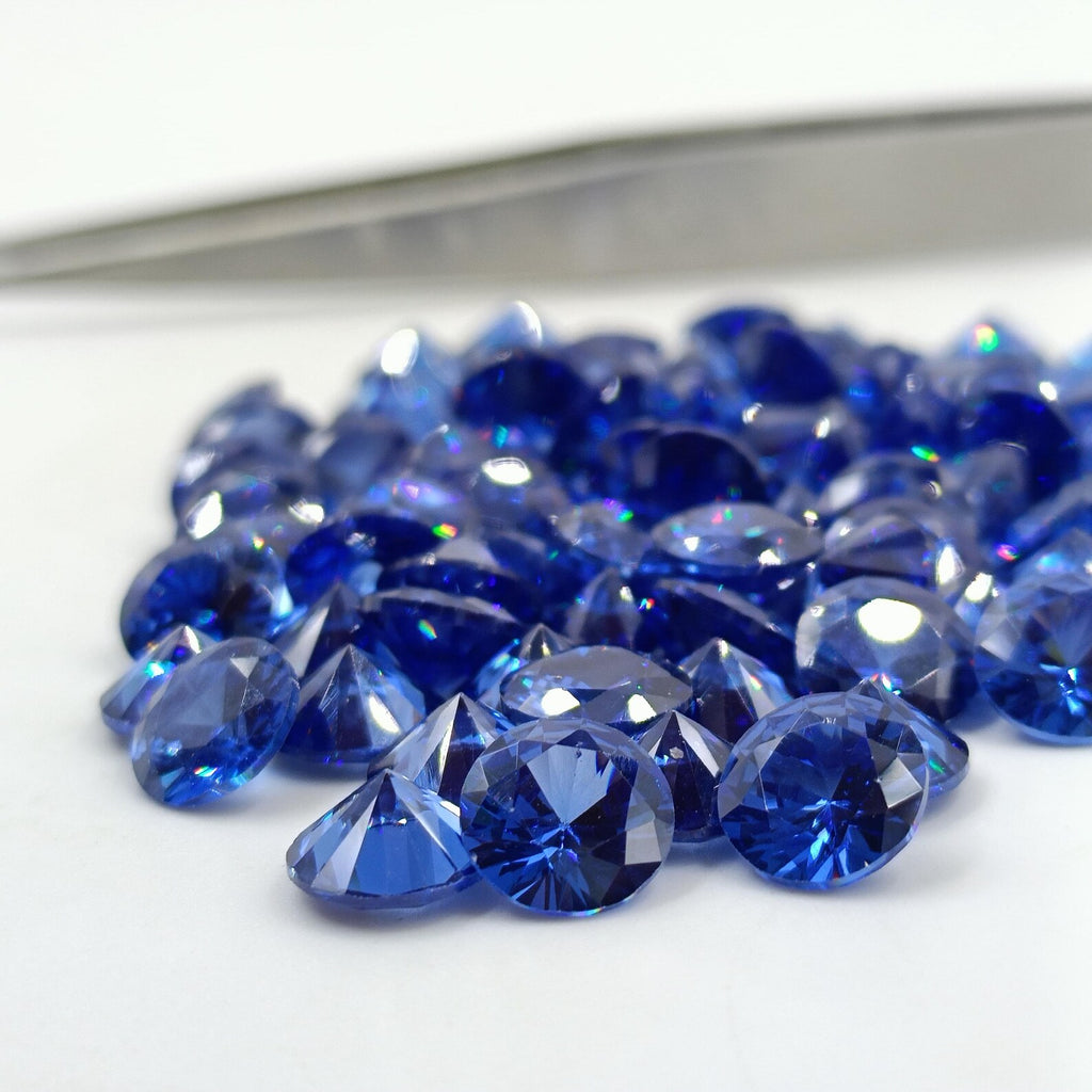 AAA Cubic Zirconia: Round Blue Sapphire CZ Gemstone (8mm)