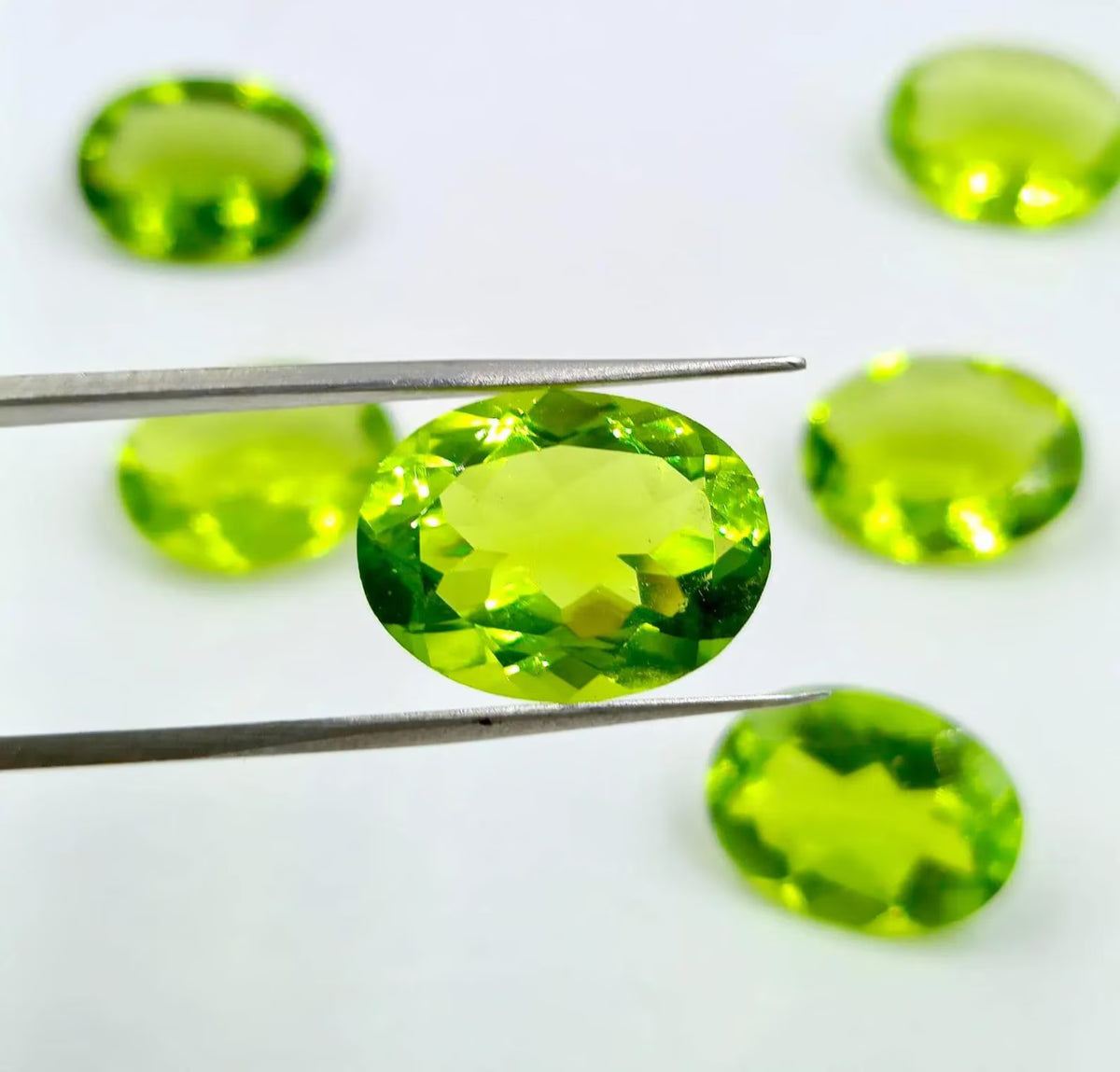 AAA Green Peridot Gemstone: Oval Faceted Loose Stone