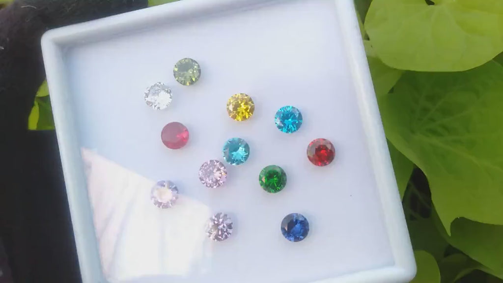 Birth Stones Cubic Zirconia AAA Quality 12 Colors Round shape, Jewelry making, Multi Color CZ 12 Stones Loose Stones (2mm - 10mm) zirconia