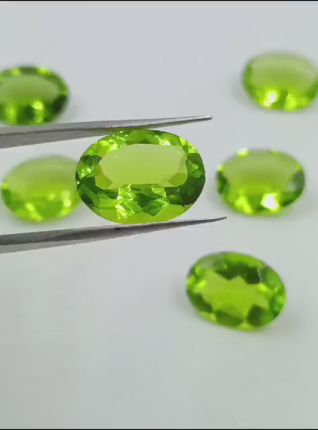 AAA Green Peridot Gemstone: Oval Faceted Loose Stone