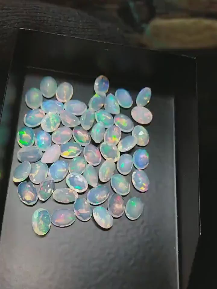 Opal AAA+++ Faceted Loose Gemstone Lot,oval White opal Natural Ethiopian Opal Faceted Oval Shape,Size 6x4mmto20x15mm October Birthstone,